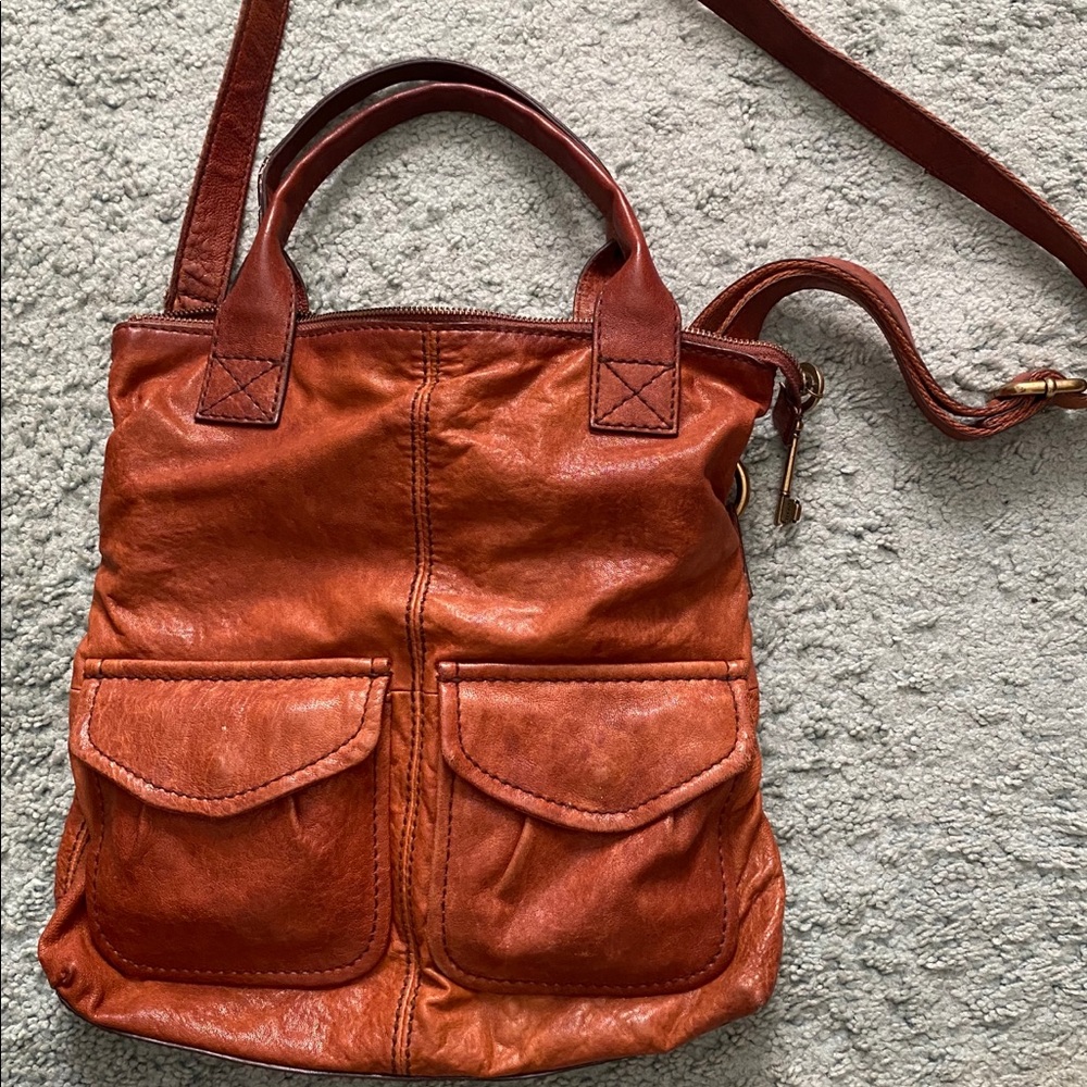 Fossil Cognac Leather Crossbody Bag